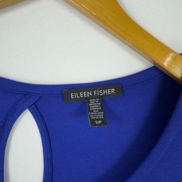 Eileen Fisher Womens Stretch Knit Keyhole Back Shift Swing Dress Small Blue - Picture 2 of 12